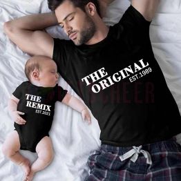 The Origianl and The Remix Dad Baby Matching Shirt and Bodysuit Set