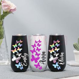 Beautiful Butterfly Personalized 6oz Stainless Steel Cups