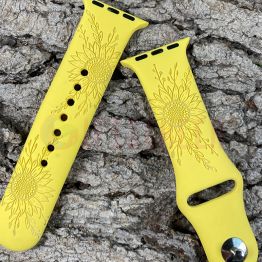 Sunflower Silicone Watch Band Laser Engraved