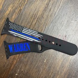 Personalized Custom Watch Band Thin Blue/Red/White/Yellow Line Police Officer