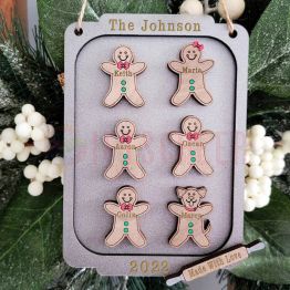 Personalized Gingerbread Christmas Family Wood Ornament