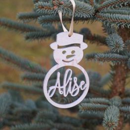 Personalized Christmas Snowman Wood Ornaments 