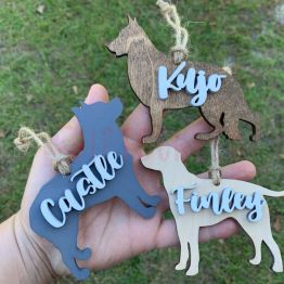Personalized Dog Ornament With Name Wood Ornament