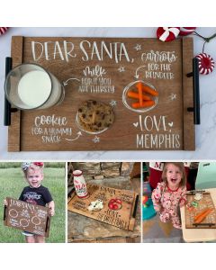 Custom Santa Cookies and Milk Tray, Personalized Santa tray, Family Gift 