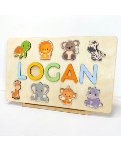 Wooden Kid Name Puzzle Animals