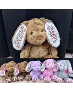 Personalized Embroidered Bunny, Custom Plush Animal, Name on Ear