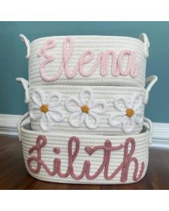 Personalized Name & Flower Basket, Custom Monogram Baby Gift Basket, Home Decor