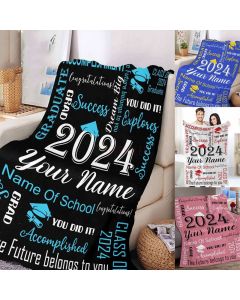 Personalized Graduation 2024 Blanket,  Custom graduation gifts for her/Him