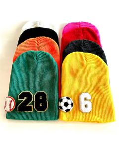 Custom Football Mom Patch Number Slouchy Beanie Hat Mutil Sports