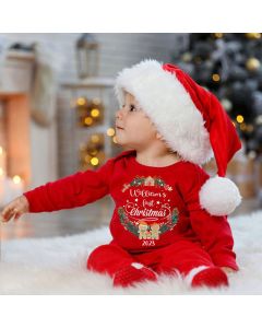 Personalized My 1st Christmas Baby Grow and Hat Set Outfit