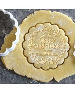 Personalized Flower Xmas Cookie Stamp Holiday Cookie Cutter
