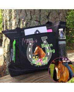 Personalized Saddles Up Barn Tote Bag, Available in 6 colors