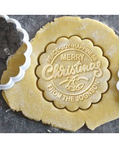 Personalized Wishing you Peace, Joy and Happiness Cookie Stamp