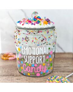 Personalized Funny Glass Candy Jar for Emotional Support Office Candy Jar