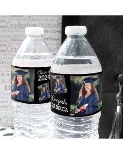 Personalized Photo Graduation Water Bottle Stickers Grad Party Decoration Waterproof