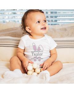 Personalized  Name Bunny Ear Easter Baby Onesie