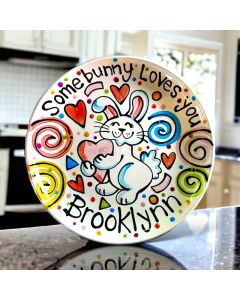 Personalized Some Bunny Loves You PLate Bunny Rabbit Plate Easter Gift