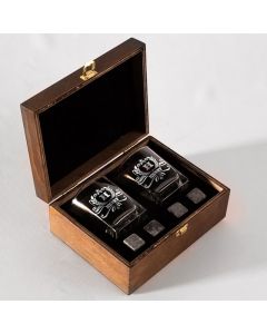 Custom glasses with wooden box, Personalized gift for him
