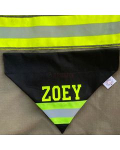 Personalized Black and yellow Bunker Gear Firefighter Dog bandana