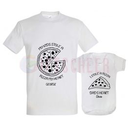 Pizza and Slice Dad Baby Matching Shirt and Bodysuit