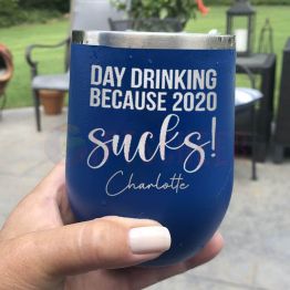 Day Drinking Because 2020 Sucks 12oz Stemless Tumblers