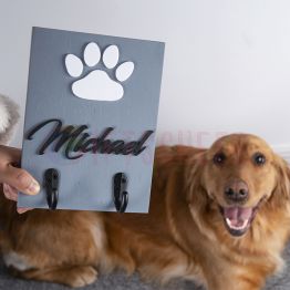 3D wood 8x6 Personalized Pet Dog Leash Sign