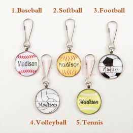 Personalized Many Kind Sports Balls Zipper Pull Charms 