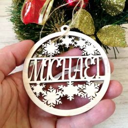 Custom Wood Cut Out Name Christmas Ornament