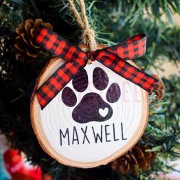 Personalized Pet Ornament Dog Wood Slice Ornament