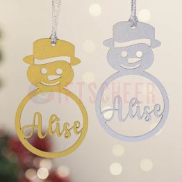 Personalized Christmas Snowman Wood Ornaments 
