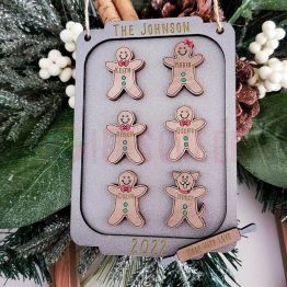 Personalized Gingerbread Christmas Family Wood Ornament