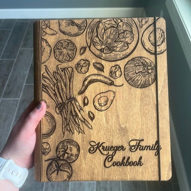 Personalized Recipe Book Blank Binder Gifts for Mom Wooden Cookbook